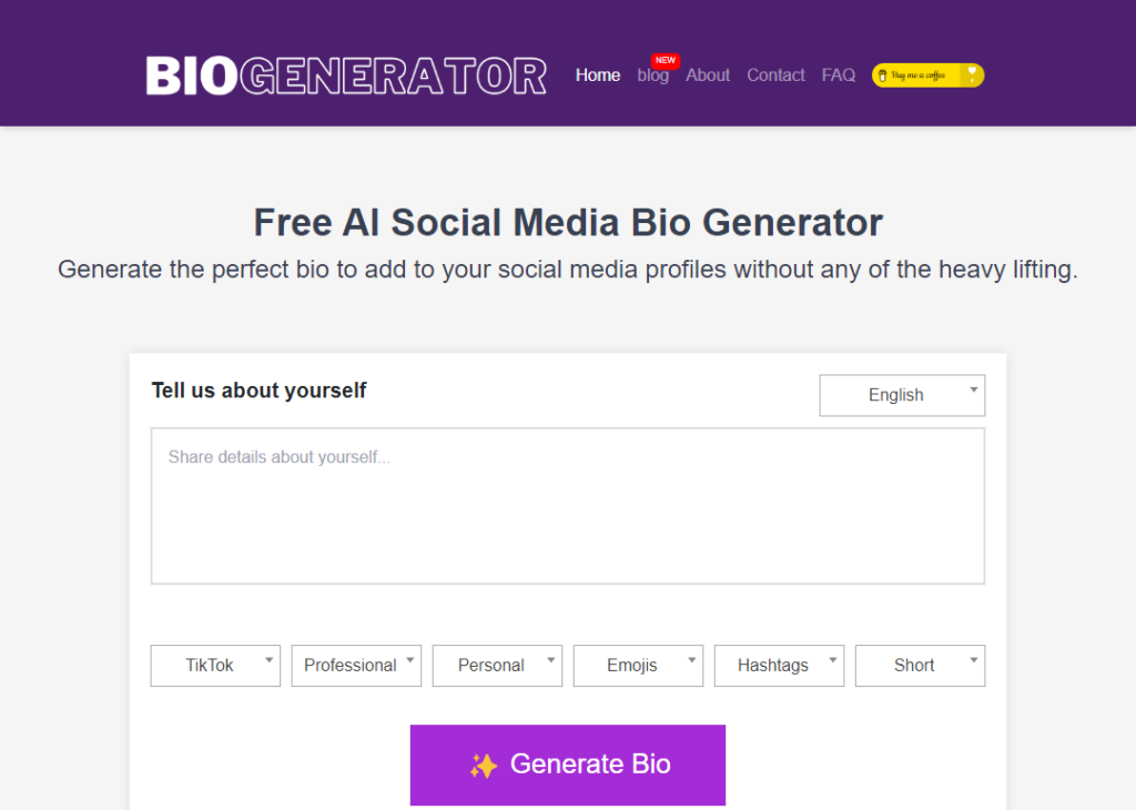 Social Media Bio Generator