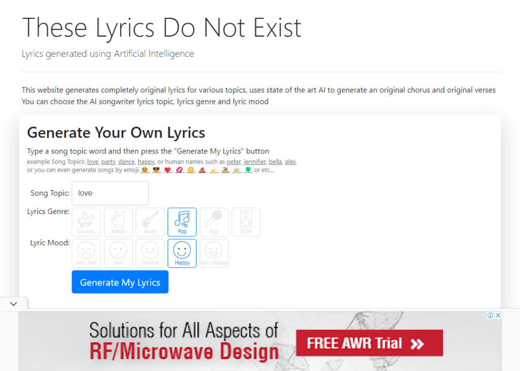 AI Lyrics Generator