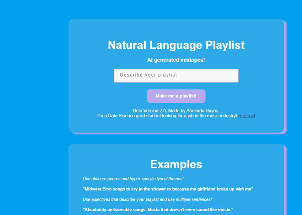 Natural Language Playlist