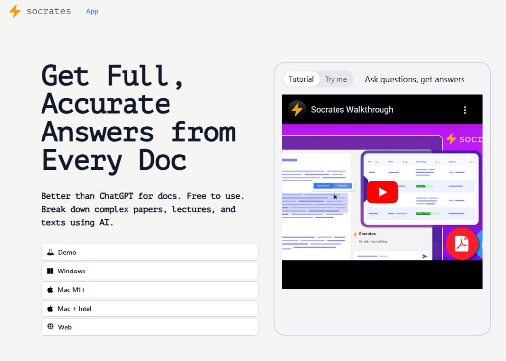 Socrates – Chat with Docs on Windows or Mac